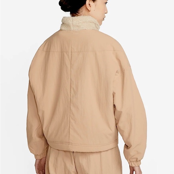 Nike Tan Women's Sportswear Essential Woven High Loft Sherpa Lined Jacket - Picture 7 of 11